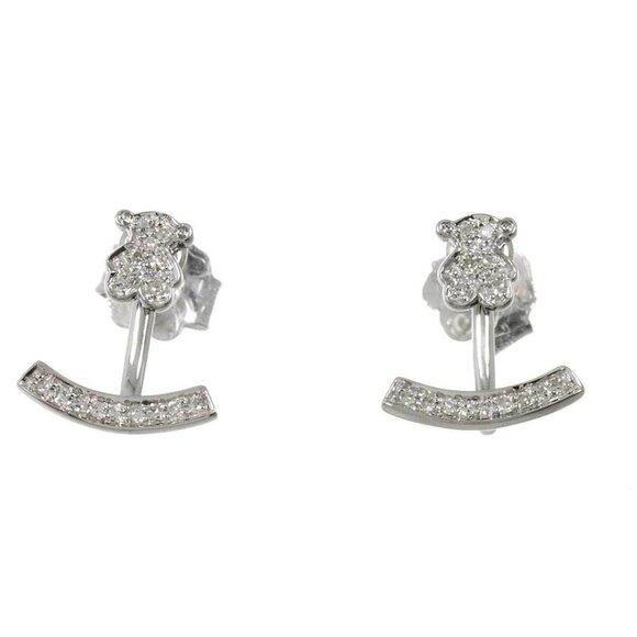 TOUS Diamond Earrings Pierced 18K WG 750 90260860